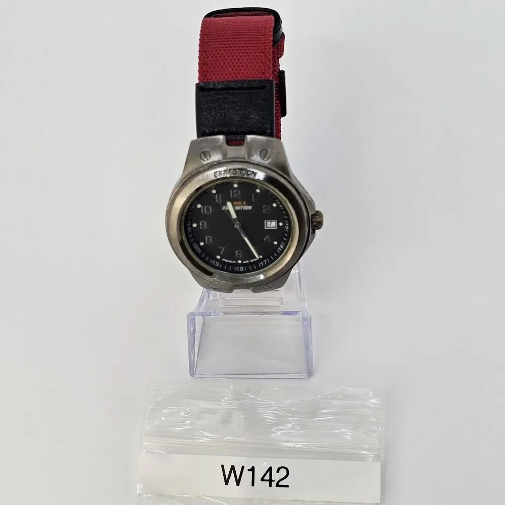 TIMEX Expedition‎ 40MM Men's Watch Red Canvas Bands New Battery READ DESCRIPTION